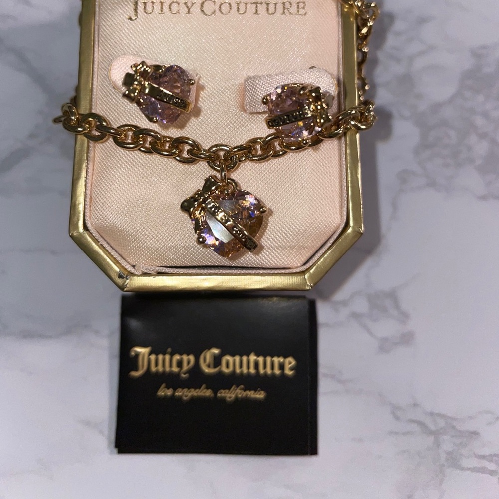 Authentic JuicyCouture Wish Faceted Gold Heart Set